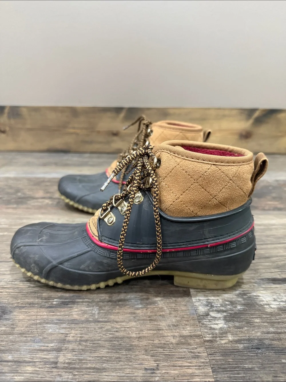Tommy Hilfiger Brown and Black Winter Rain Duck Boots